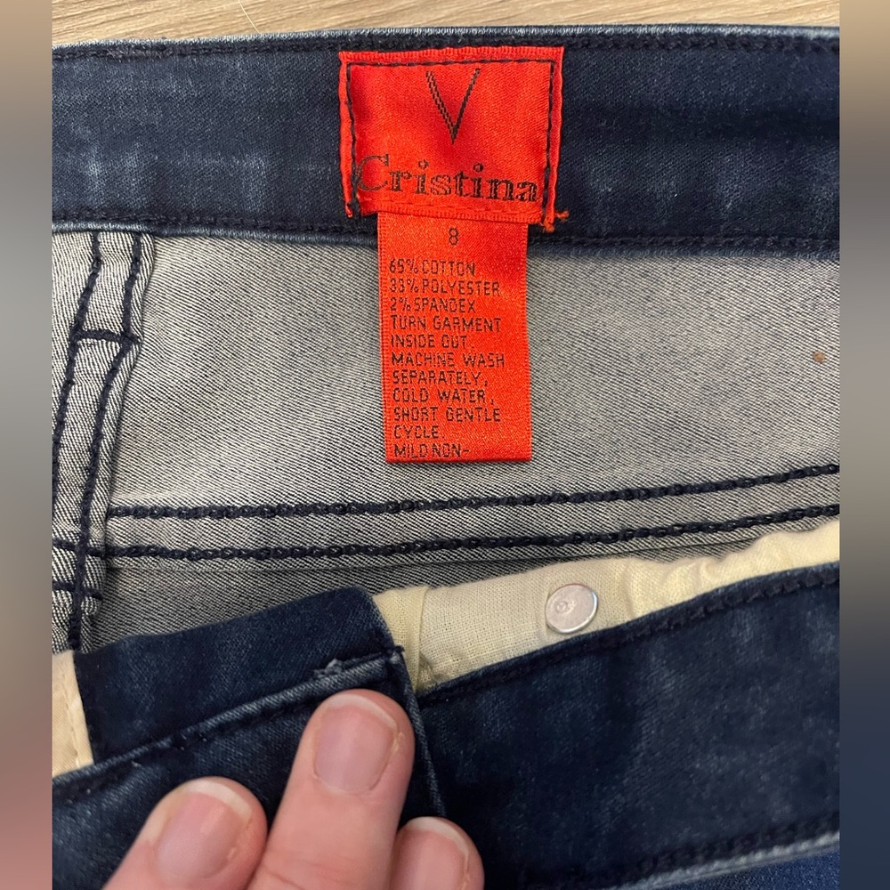 V Christina Dark Wash Stretch Jeans Women’s Size 8 Rhinestone Pocket - Picture 6 of 7